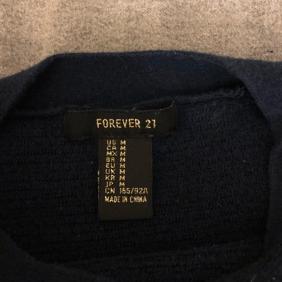 Forever21 Navy and green crop top - Picture 4 of 5